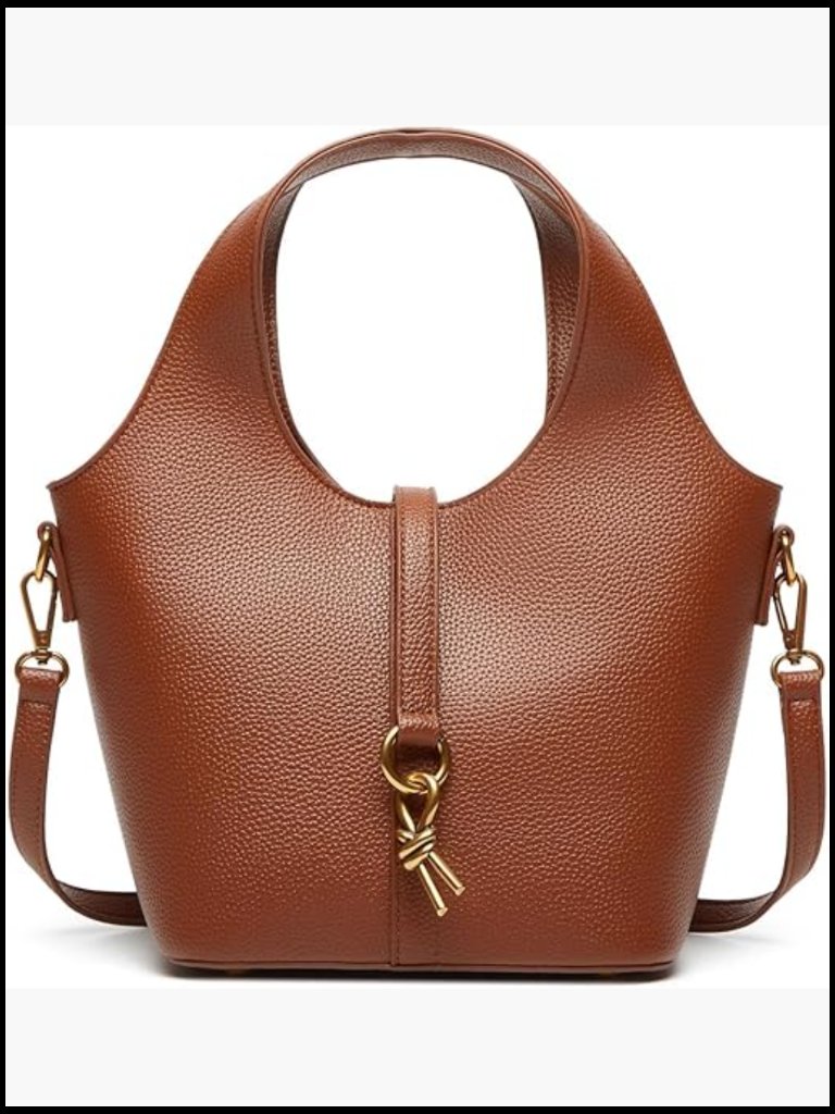 Faux Leather Bucket Shoulder Hobo Crossbody Tote Handbag